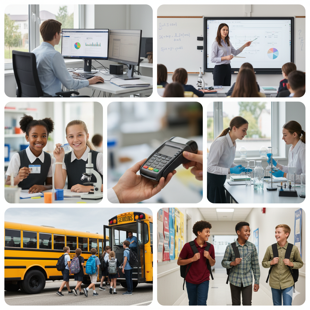 Students using Vintrix smart card for attendance and transport